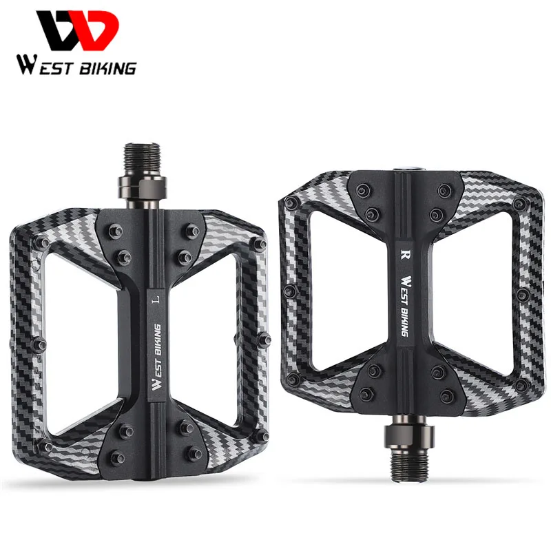 

WEST BIKING MTB, алюминиевые нейлоновые интегрированные педали, 3 подшипника, сверхлегкие Плоские Педали, специализированные педали с покрытием и...