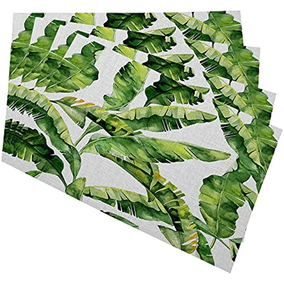 

Green Banana Leaves Vitality Spring Summer Coolness Hawaii Tourism Watercolor Cotton Linen Heat Resistant Table Mats 12x18 inch