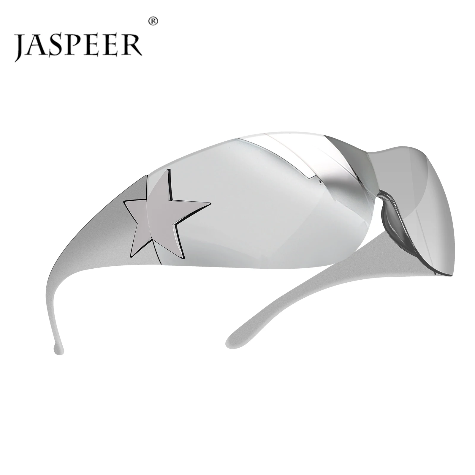 

JASPEER Punk One Piece Sunglasses Goggle New Y2k Luxury Brand Sun Glasses Wrap Around Eyewear UV400 Female Designer Eyeglasses