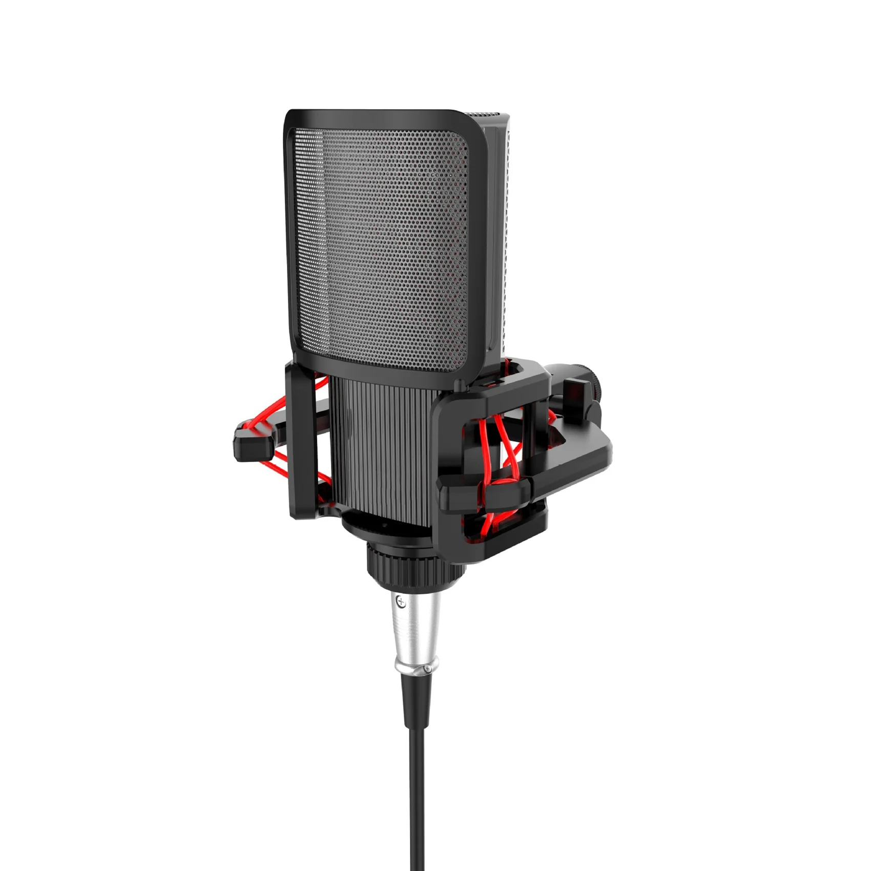 Microphone Shock Mount with Microphone Filter Windscreen Reduce Noise Anti Vibration Screen Stable Easy Install,Red images - 6