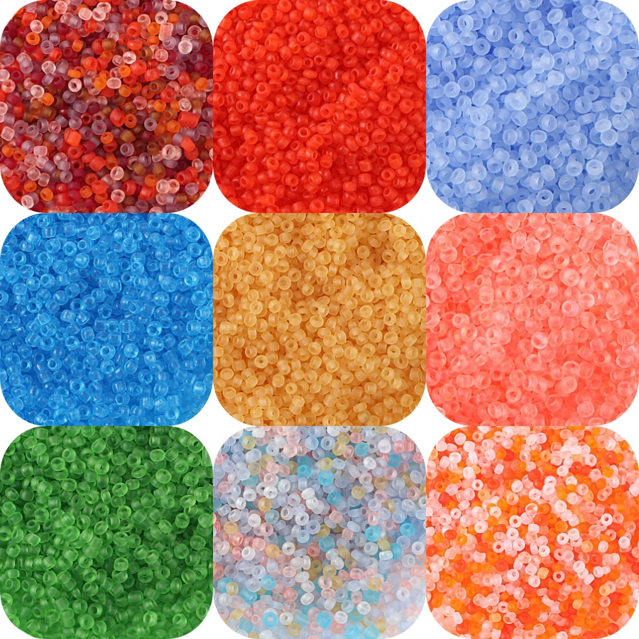 

3340pcs 2mm 11/0 Matte Transparent Seed Beads Charms Uniform Czech Frost Spacer Beads for Jewelry Making DIY Sewing Accessories