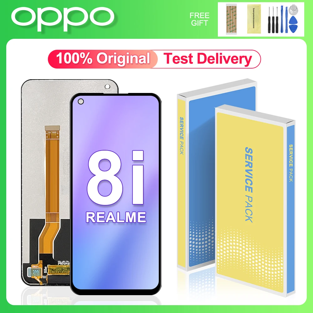 

6,6 "оригинальный экран для Oppo Realme 8i RMX3151, ЖК-дисплей, цифровой преобразователь экрана в сборе, 100% тестовый дисплей, сенсорная Замена