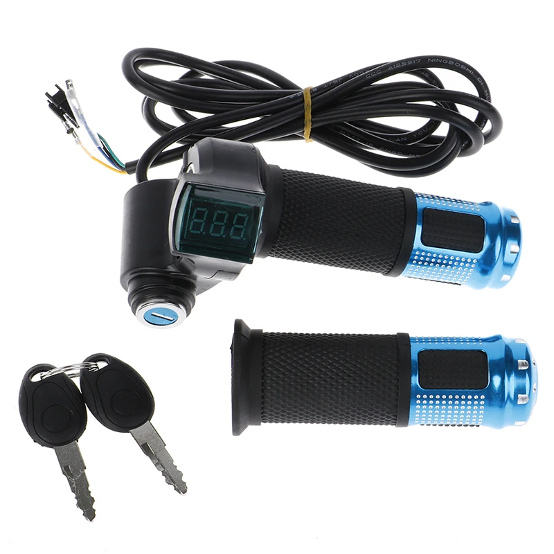 

2pcs/1pair Universal Electric Bike Throttle With LCD Display Indicator Gas Handle Throttle For 12-99V E Motocycle Bicycle Parts
