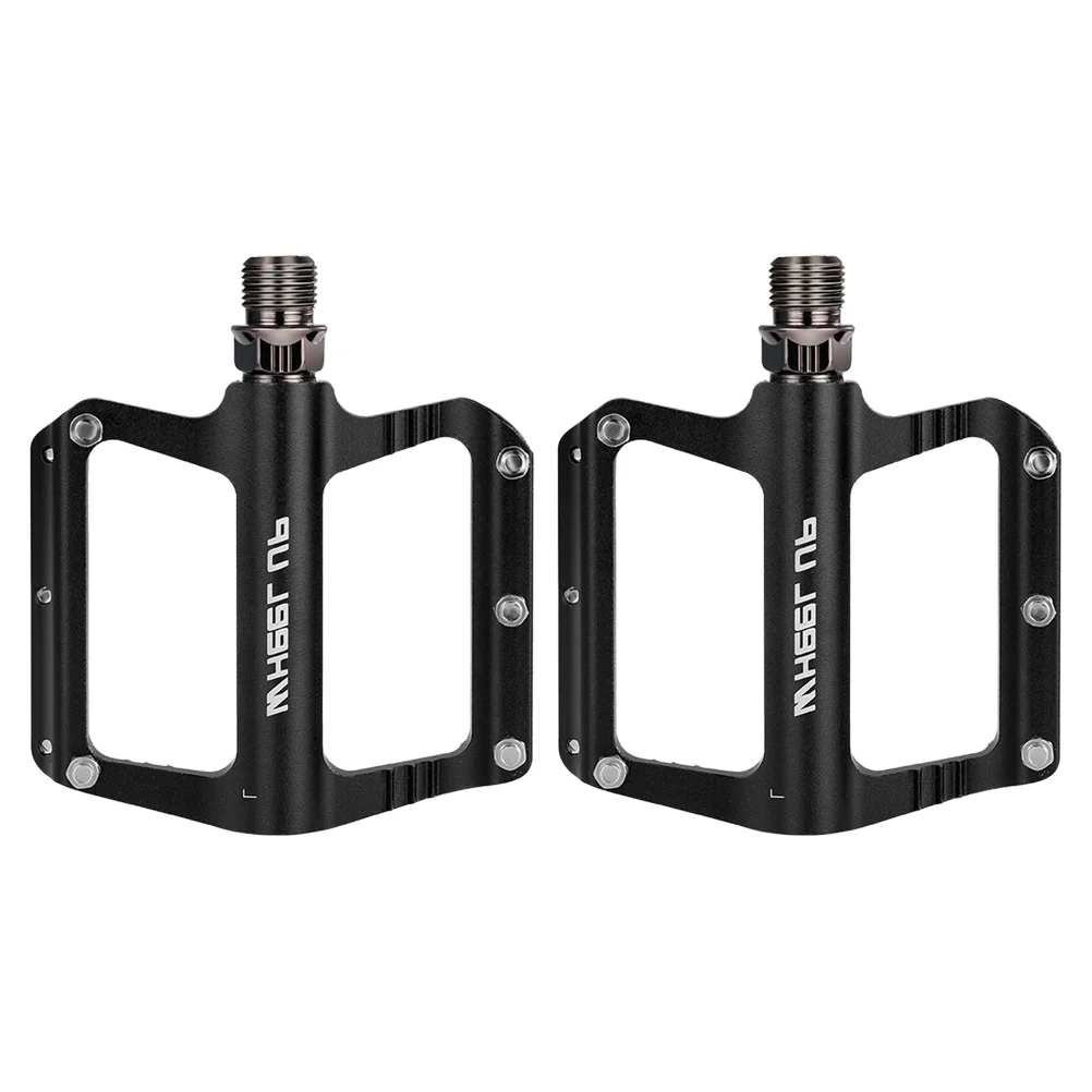 2pcs Bike Pedal Aluminium Alloy Pedal Non-slip Pedal Bike Accessories Non-slip Platform Flat Pedal (Black)