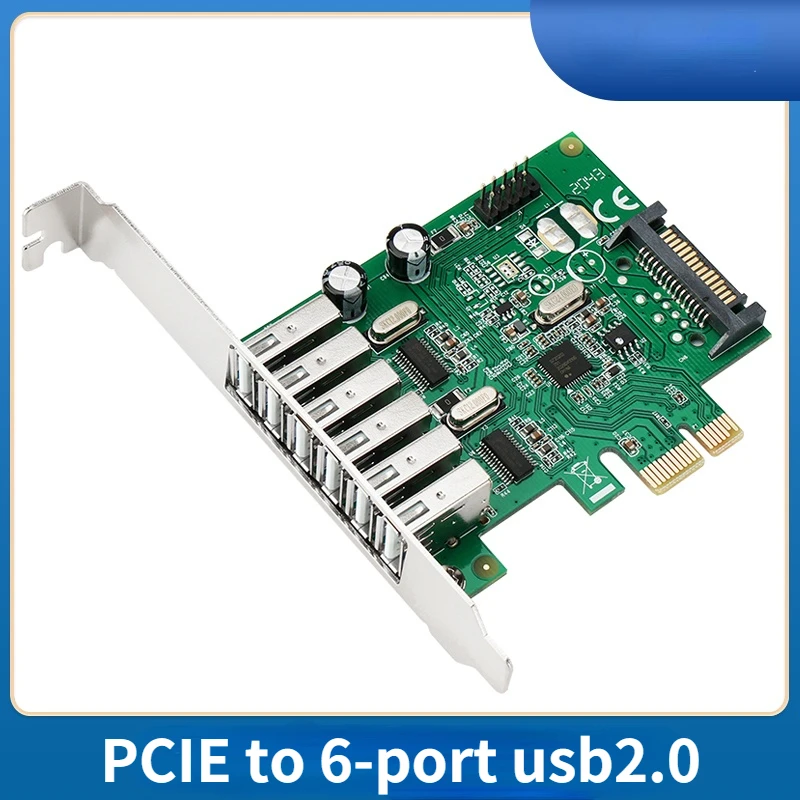 

PCIE To 6-port Usb2.0 Expansion Card with 9pin Usb2.0 Support Front Panel Adapter Card
