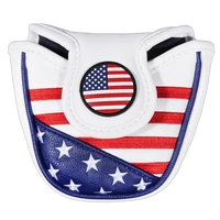 golf putter headcover usa flag mallet putter headcovers pu leather magnetic head cover with embroidery