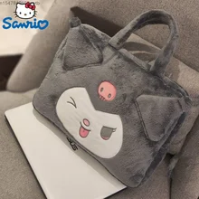 Sanrio Kuromi Cinnamoroll Cute Cotton Cartoon Portable 15.6in 14in 16.1in Notebook Computer Bag Zipper Handbag Student Briefcase