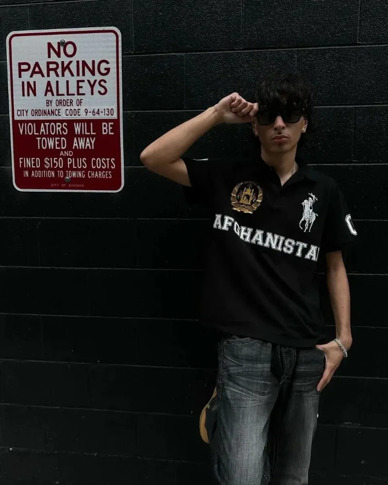 2024 американская уличная хип-хоп модная повседневная свободная рубашка-поло с
