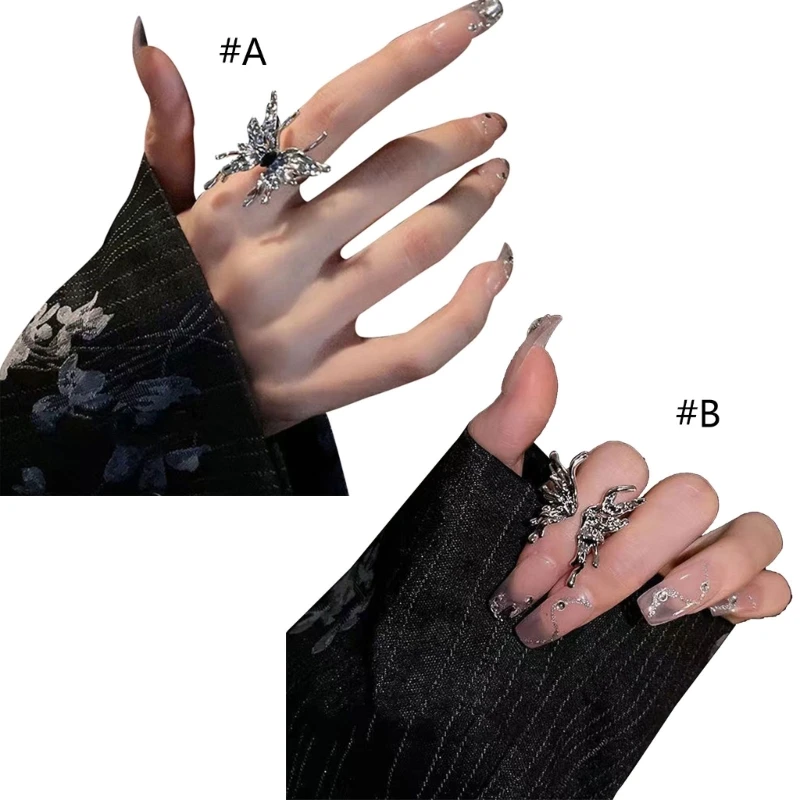 

Punk Irregular Rings for Women Liquid Metal Butterfly-shape Rings Open Rings
