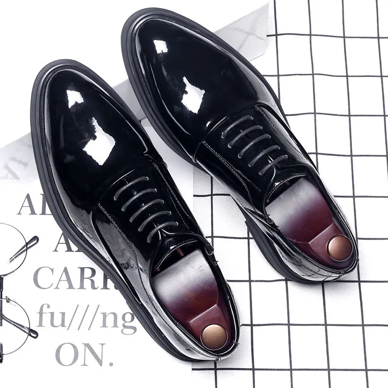 

British Pointed Toe Business Leather Shoes Fashion Casual Black Large Size 38-47 Formal Shoes Handsome Office Worker Men's Shoes