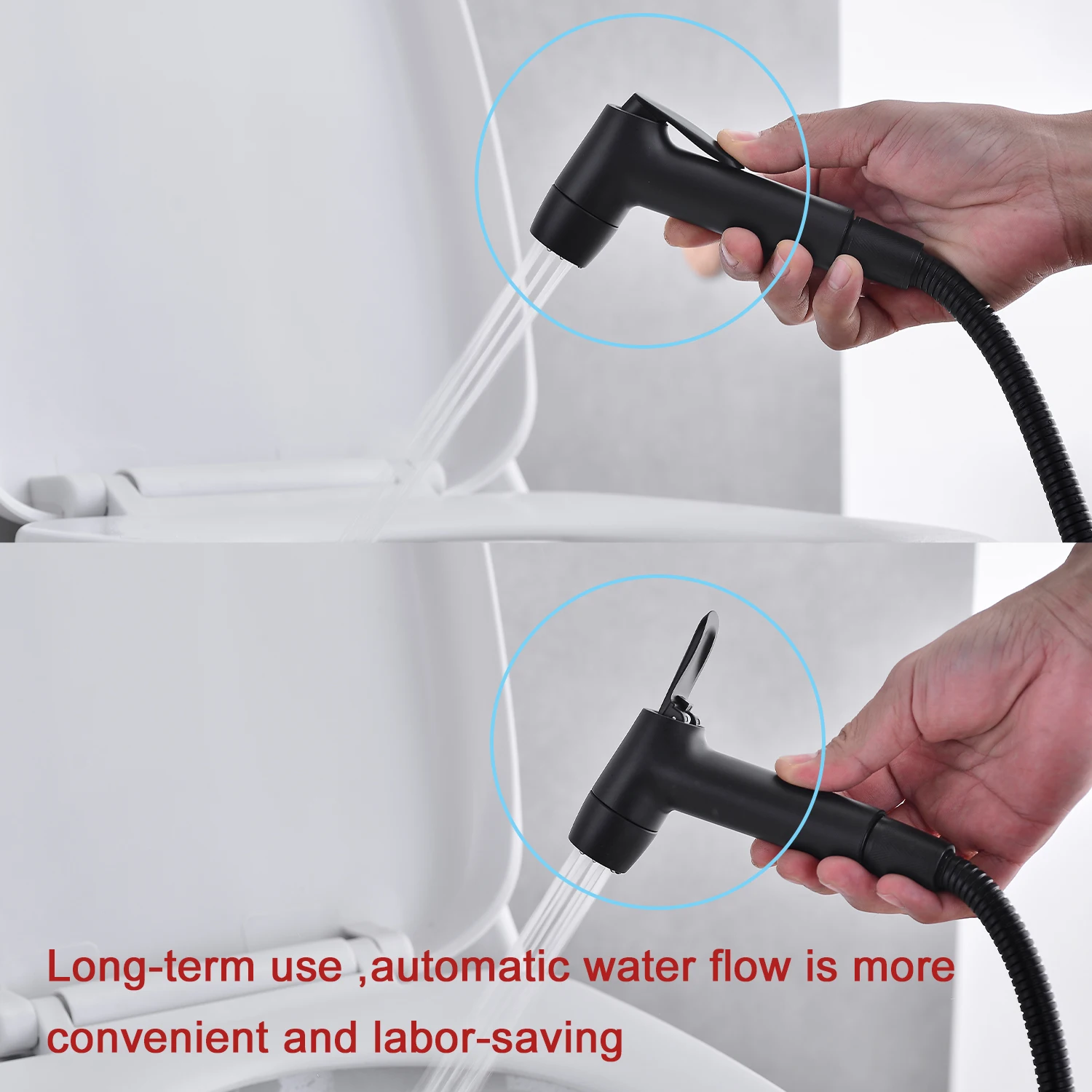 Handheld Bidet Spray Gun Black Double Water Way Shattaf Sprayer BathroomToilet Portable Faucets Travel Attachment |