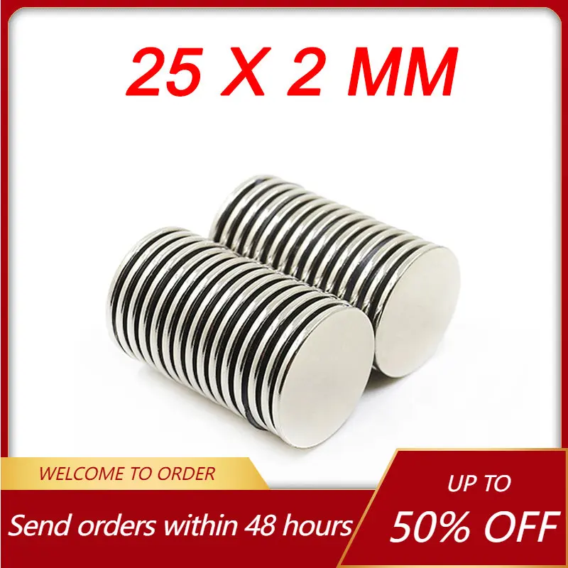 

5/10/15 Pcs 25x2mm Neodymium Magnet Round Rare Earth Magnet N35 Fridge Magnet Super Strong imanes Permanent Magnet Disc