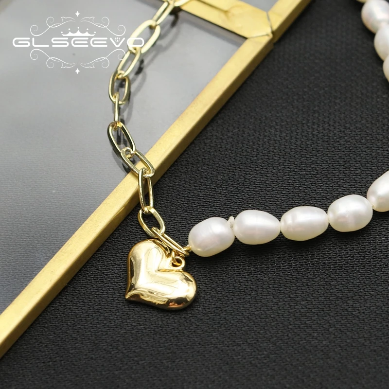 

GLSEEVO Asymmetrical Love Heart Shape Pearl Chain Women Bracelets Elegant Simple Fashion Luxury Adjustable Wedding JewelryGB0981