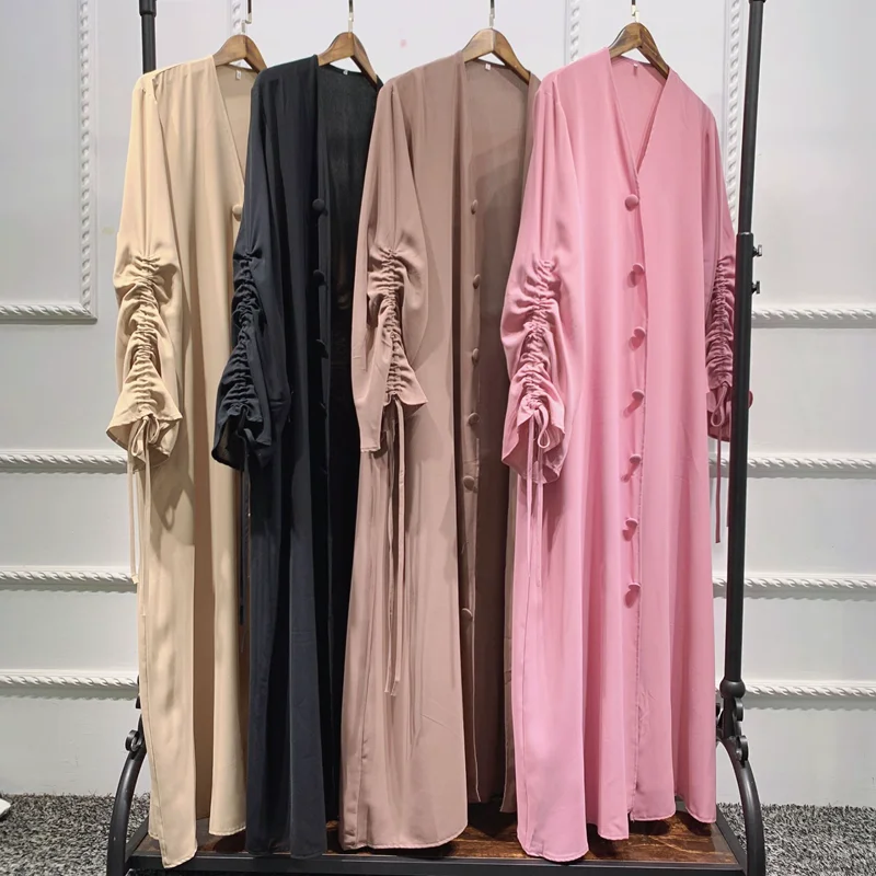 Muslim Elegant Abaya Black Dress With Buttons Dubai Woman Evening Robe Kaftan Moroccan Kimono Caftan Ramadan Modest Clothes