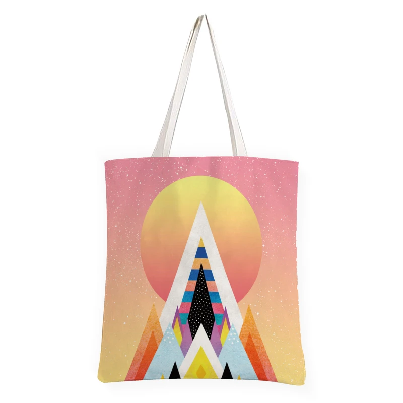 

Милая женская сумка с принтом пейзажа пика в стиле Харадзюку, забавная дамская сумочка на плечо, мультяшная Холщовая Сумка на ремне для мужчин