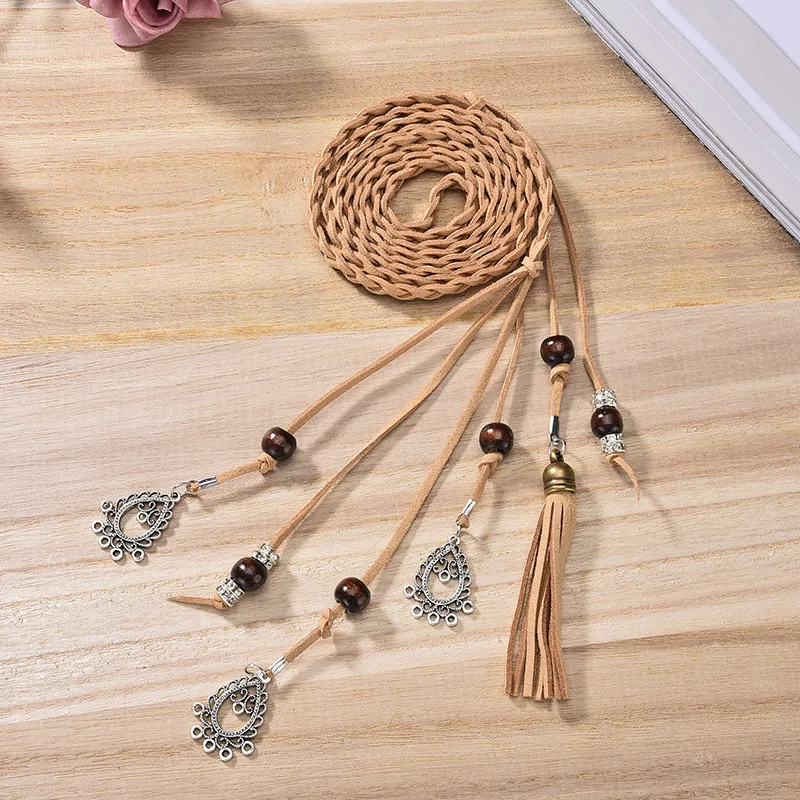 The New Hand-woven Belt for Women Hundreds of Dresses Fine Waist Rope Clothing Accessories Tassel Pendant Knotted Waist Chain