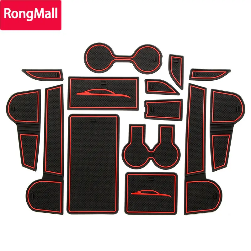 

Gate Slot Pad Mats For NISSAN ALTIMA 2019 Interior Accessories Door Pad Cup Holders red/white 14 pcs Non-Slip Mat