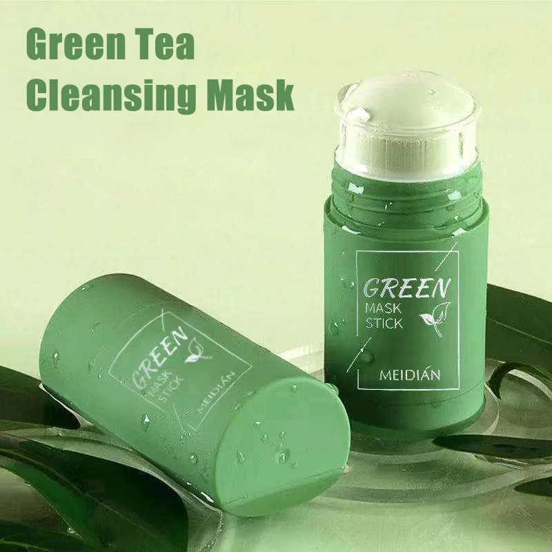 1Pcs Cleansing Green Stick Green Tea Mask Purifying Clay Stick Mask Oil Control Anti-Acne Eggplant Whitening Skin Care Face Mask