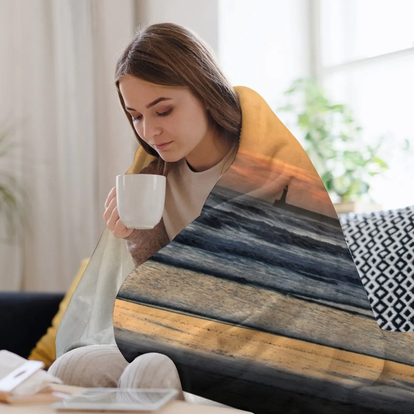 Десявая дневная одеяло Tynemouth Long Sands фланелевые диваны гигантские одеяла для