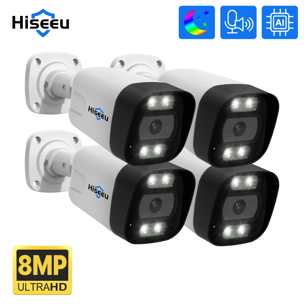 

2023 4K 8MP Hiseeu POE IP CCTV Video Surveillance Camera Security Motion Alarm Protection Outdoor Street ONVIF for POE NVR