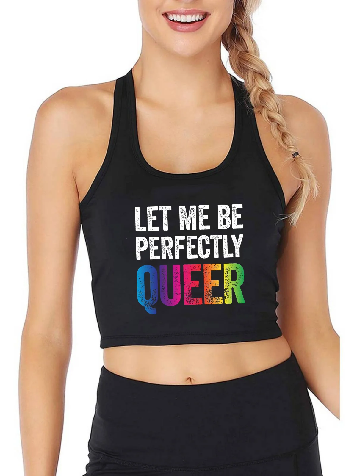 

Сексуальный облегающий кроп-топ Let Me Be perfect Queer Design, женские хлопковые дышащие майки по индивидуальному заказу, лиф