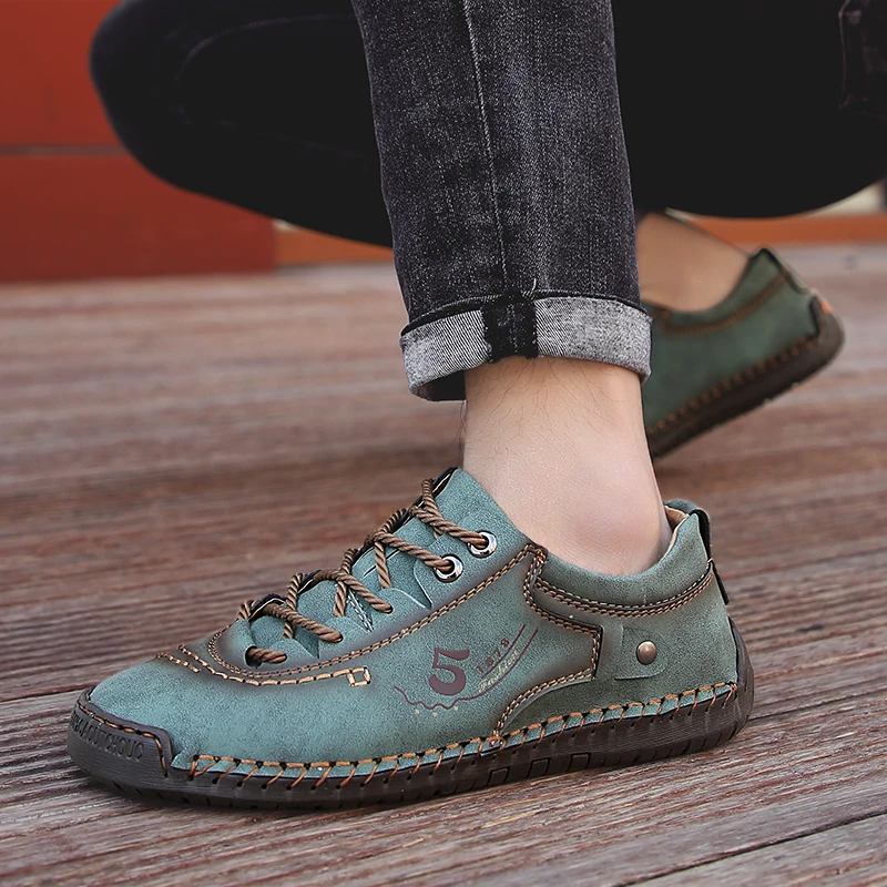 Leather Shoes Casual Sneakers Men Comfortable Quality Leather Walking Shoes Men's Loafers Hot Sale Size 48