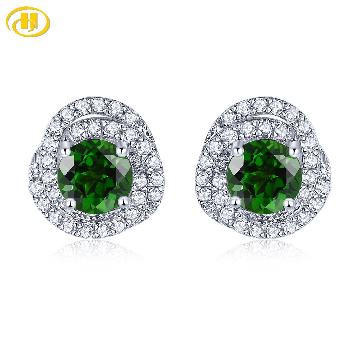 Женские серьги-гвоздики из серебра 1 5 пробы с драгоценными камнями