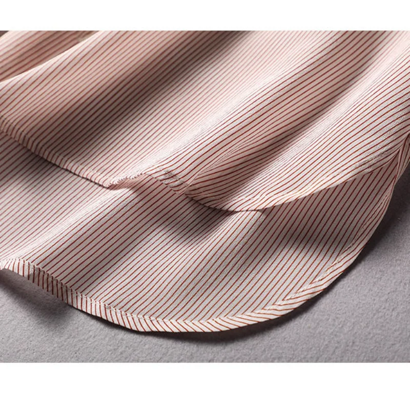 Женская блузка в полоску элегантная повседневная с длинным рукавом отложным