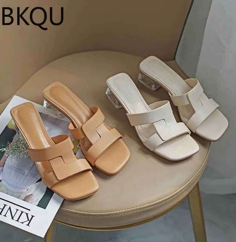 

Женские туфли-лодочки из натуральной кожи, дизайнерские туфли на прозрачном каблуке, женская обувь, новинка 2022, классические открытые женск...