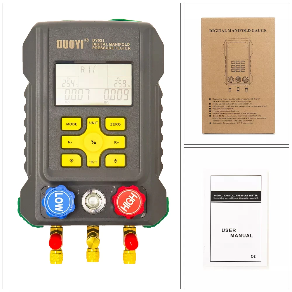 DY521A Профессия elle Verteiler messgerhio Set Digital Refrige Ration Klimaanlage Tester HVAC Vakuum Druck leckage тестер