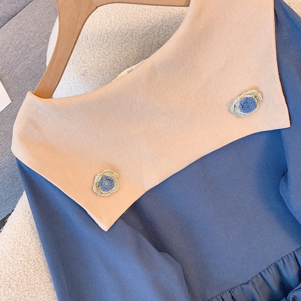 Женское весенне-осеннее новое повседневное свободное платье больших размеров с