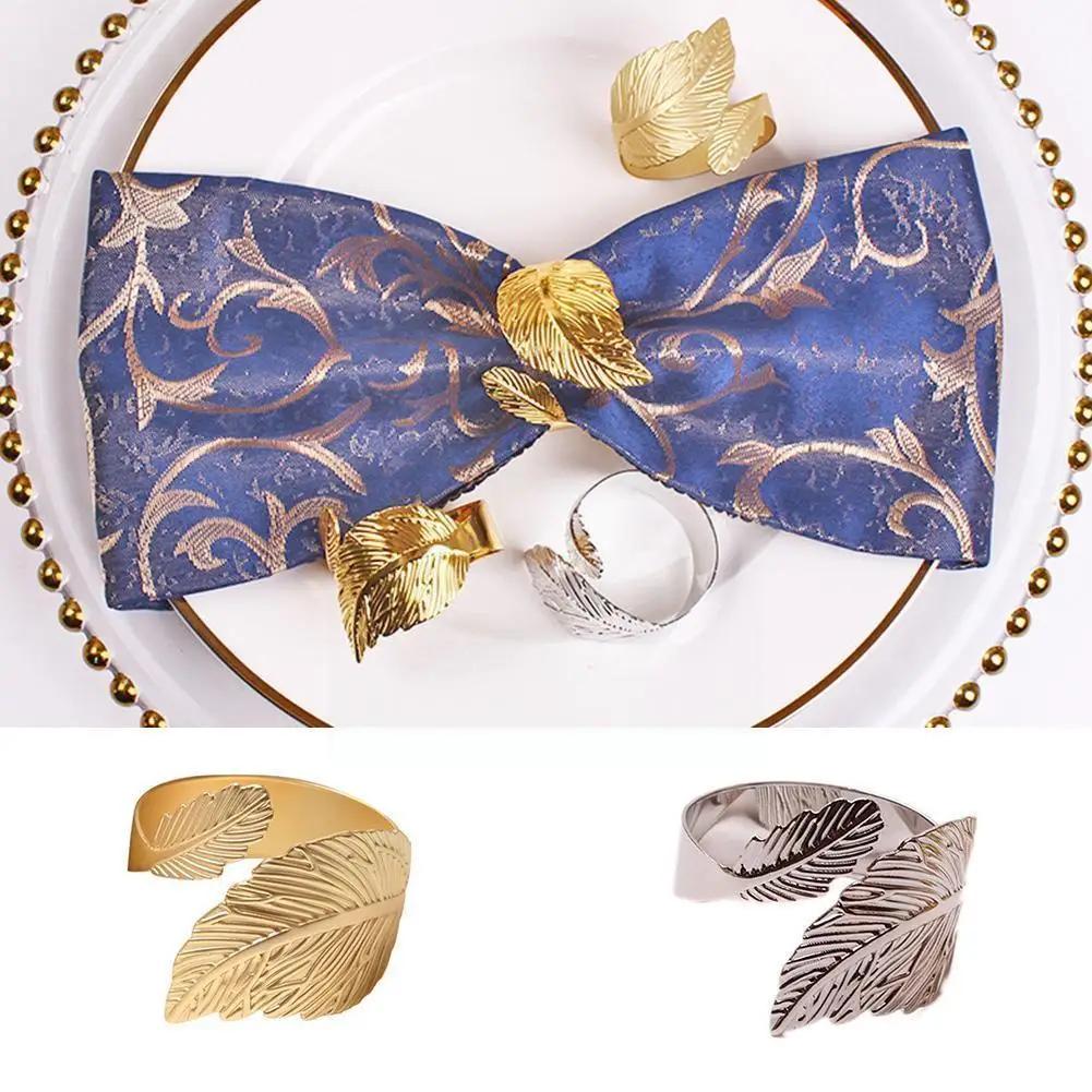 

1pc Creative Leaves Feather Napkin Ring Buckle Holders For Wedding Party Festivals Dinner Table Napkin Decoration Wholesale U4A9