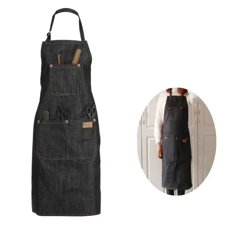 

Woman Men Adjustable Salon Hair Cutting Hairdresser Barber Denim Haircutting Apron Cloth For Baking Restaurant Kitchen Cooking