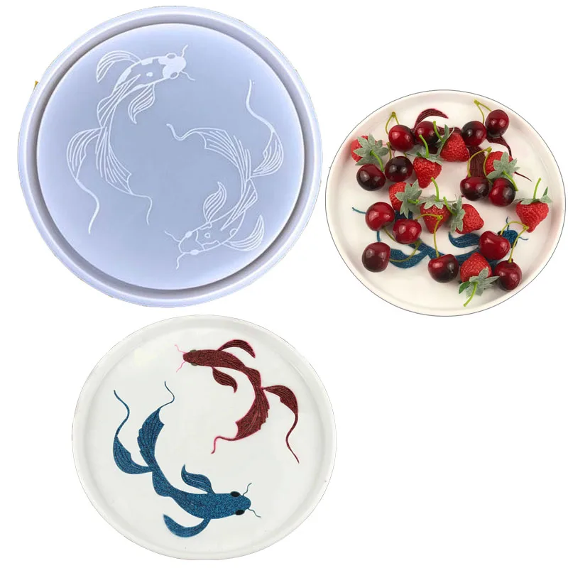

Yin Yang Fish Tray Resin Mold DIY Epoxy Resin Silicone Koi Fish Plate Mold Home Office Bedroom Decoration