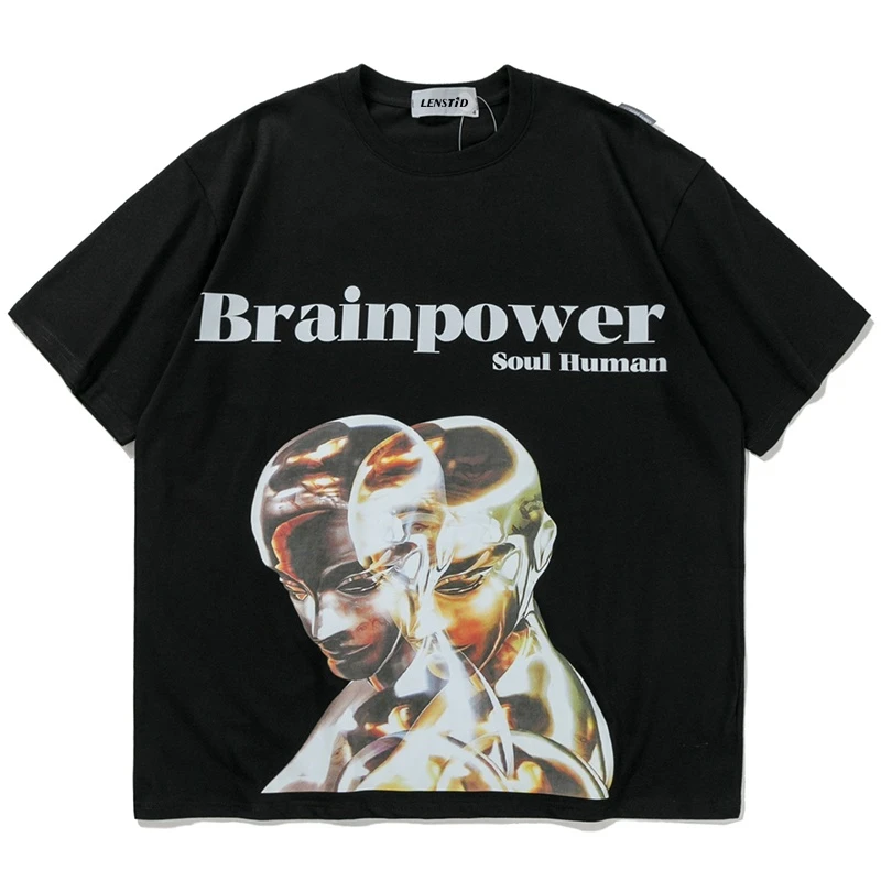 

Футболка мужская с коротким рукавом, хлопок, Повседневная рубашка в стиле хип-хоп, с принтом графических букв, уличная одежда в стиле Харадзюку, лето