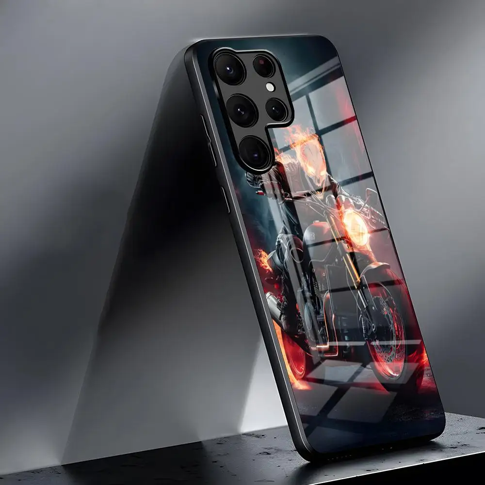 Чехол для телефона Ghost Riders Samsung S20 S24 S23 S22 S21 A53 A54 A24 Note 20 Ultra Plus стеклянный чехол