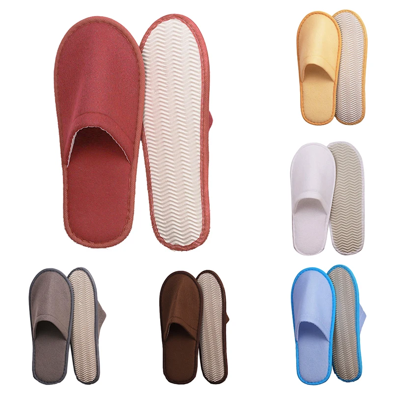 

1 Pairs Soild Color Disposable Slippers Hotel Travel Slipper Home Guest Use Men Women Closed Toe Shoes For Four Seasons