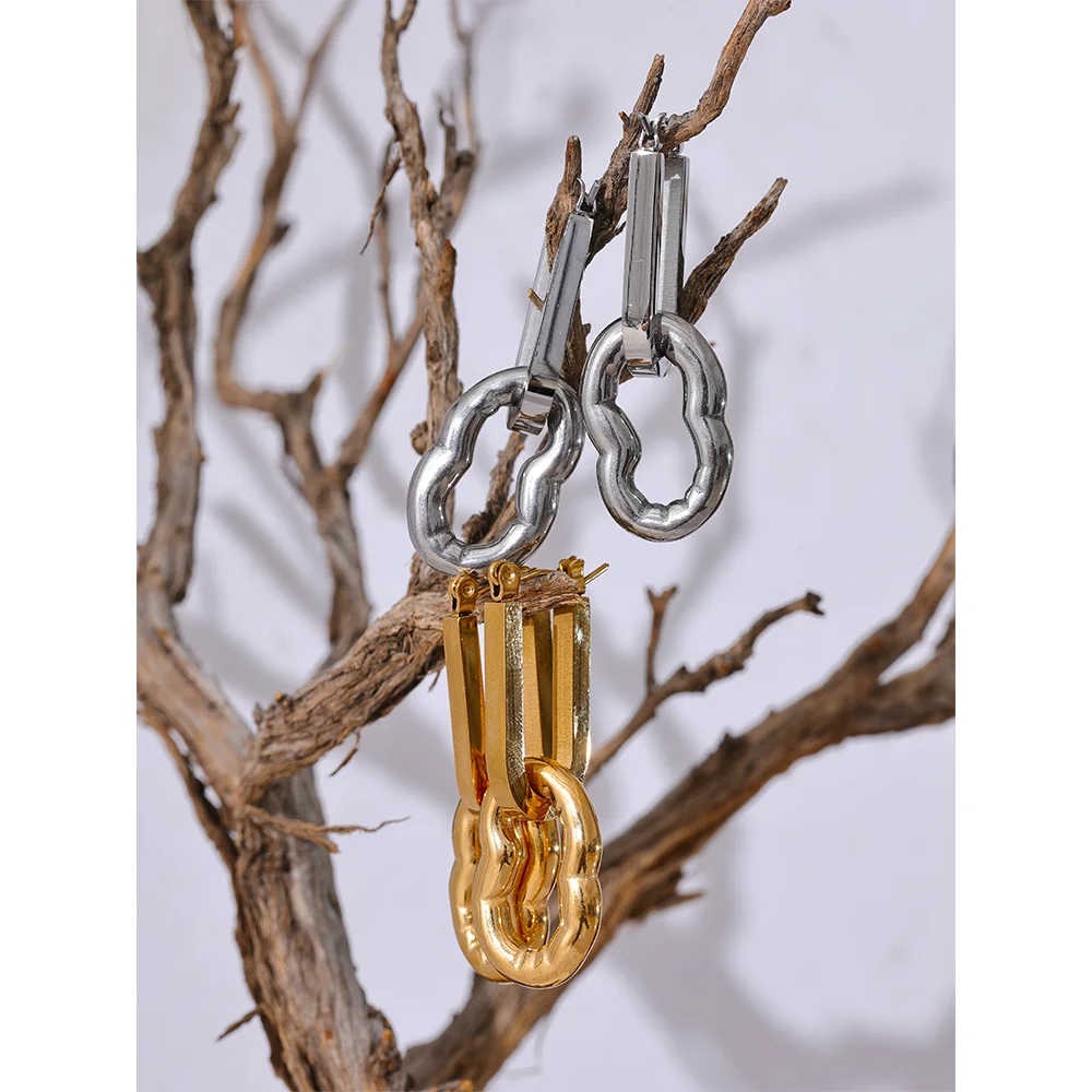 Геометрические длинные серьги-кольца из нержавеющей стали 316l