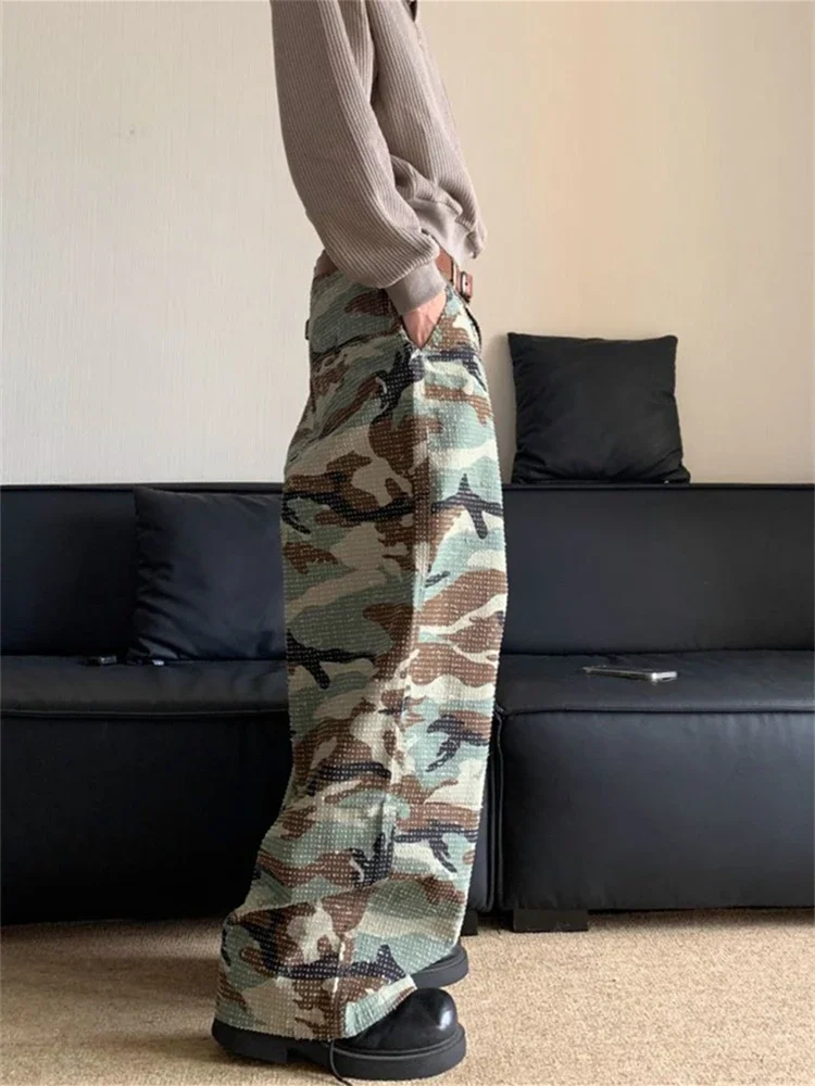 Женские тонкие брюки унисекс в стиле ретро с камуфляжным узором крутые уличные