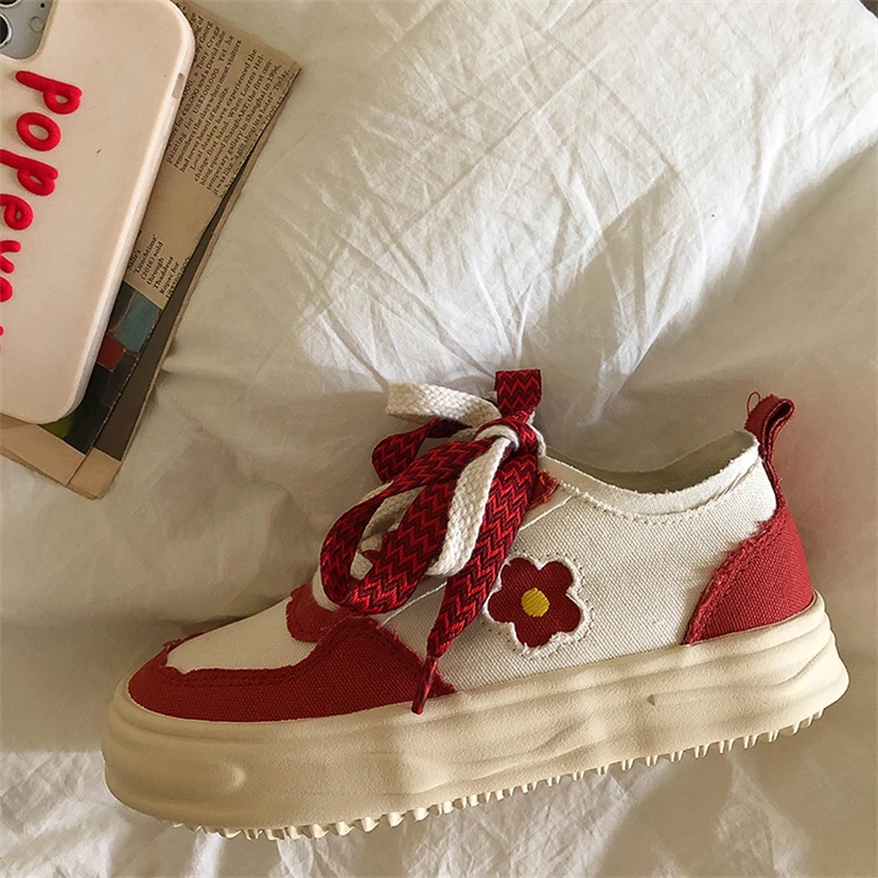 

Platform Women Sneakers Canvas Shoes White Designer Lace Up Casual Ladies Sneakers Shoes Tennis Female Vulcanized Shoes Girls