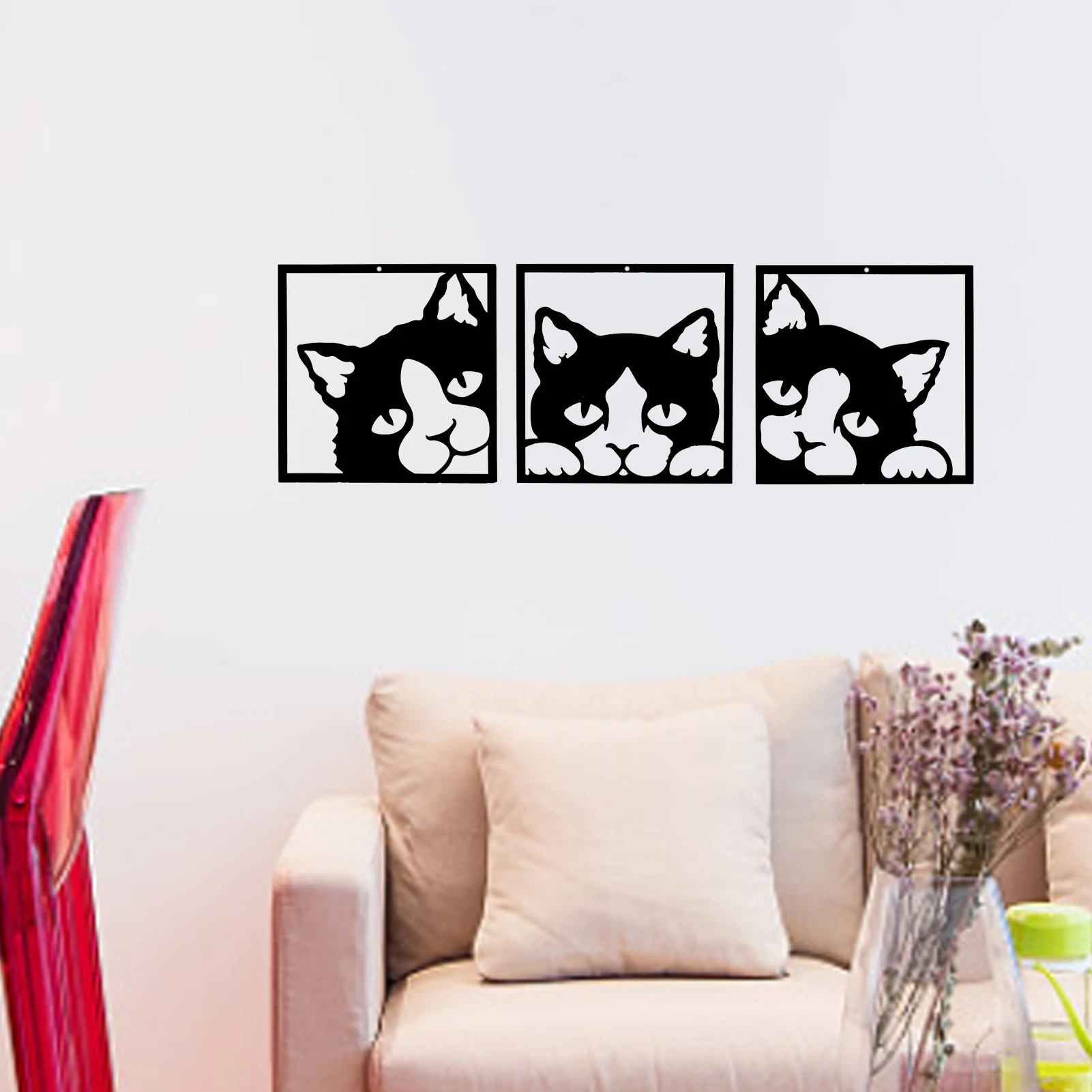 3pcs Black Cat Wall Art Decor Metal Art Wall Decor Decoration Accessories DIY Bedroom Wall Decor Crafts Ornament