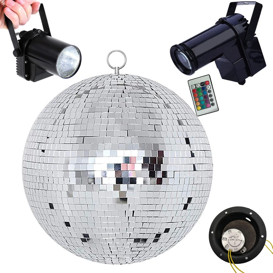 

Thrisdar Dia25CM 30CM Glass Mirror Disco Ball Light 10W RGB Beam Pinspot Light Bar Wedding Party Disco Mirror Ball Stage Light