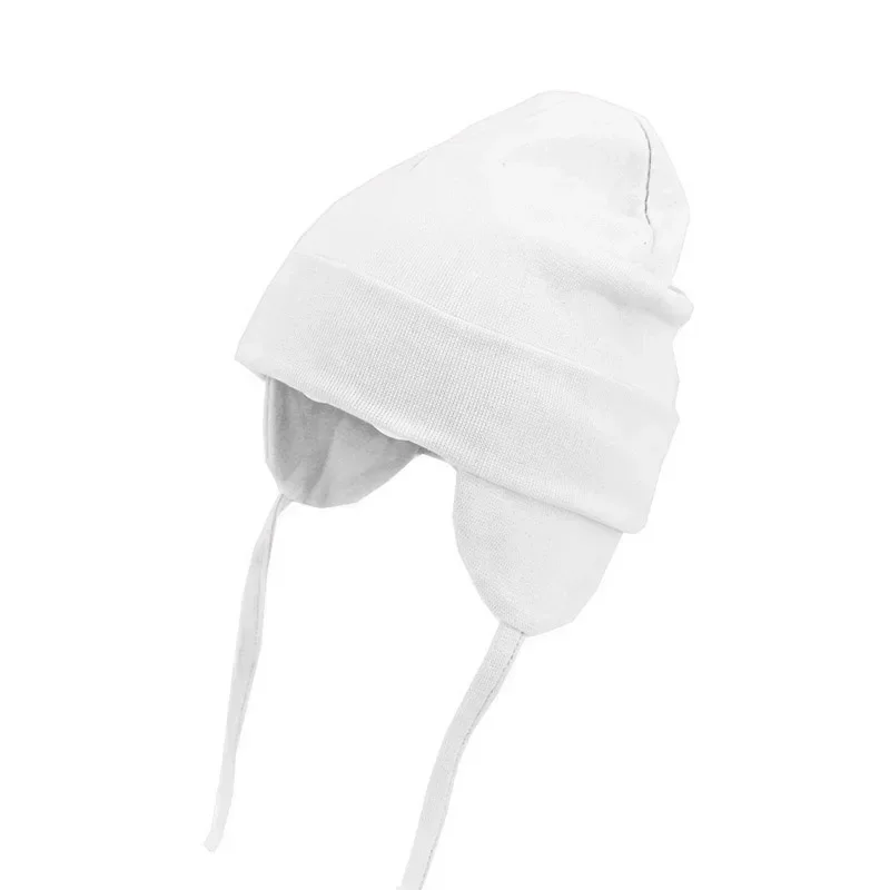 infantizimowa czapka dziecięca unisex akrylowa jednokolorowa chroniąca uszy ciepła miękka bawełniana dla niemowląt