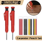 Твердый плотницкий карандаш, набор маркеров, механический деревообрабатывающий карандаш с запасными наконечниками, точилка с глубоким отверстием, инструмент для деревянной конструкции