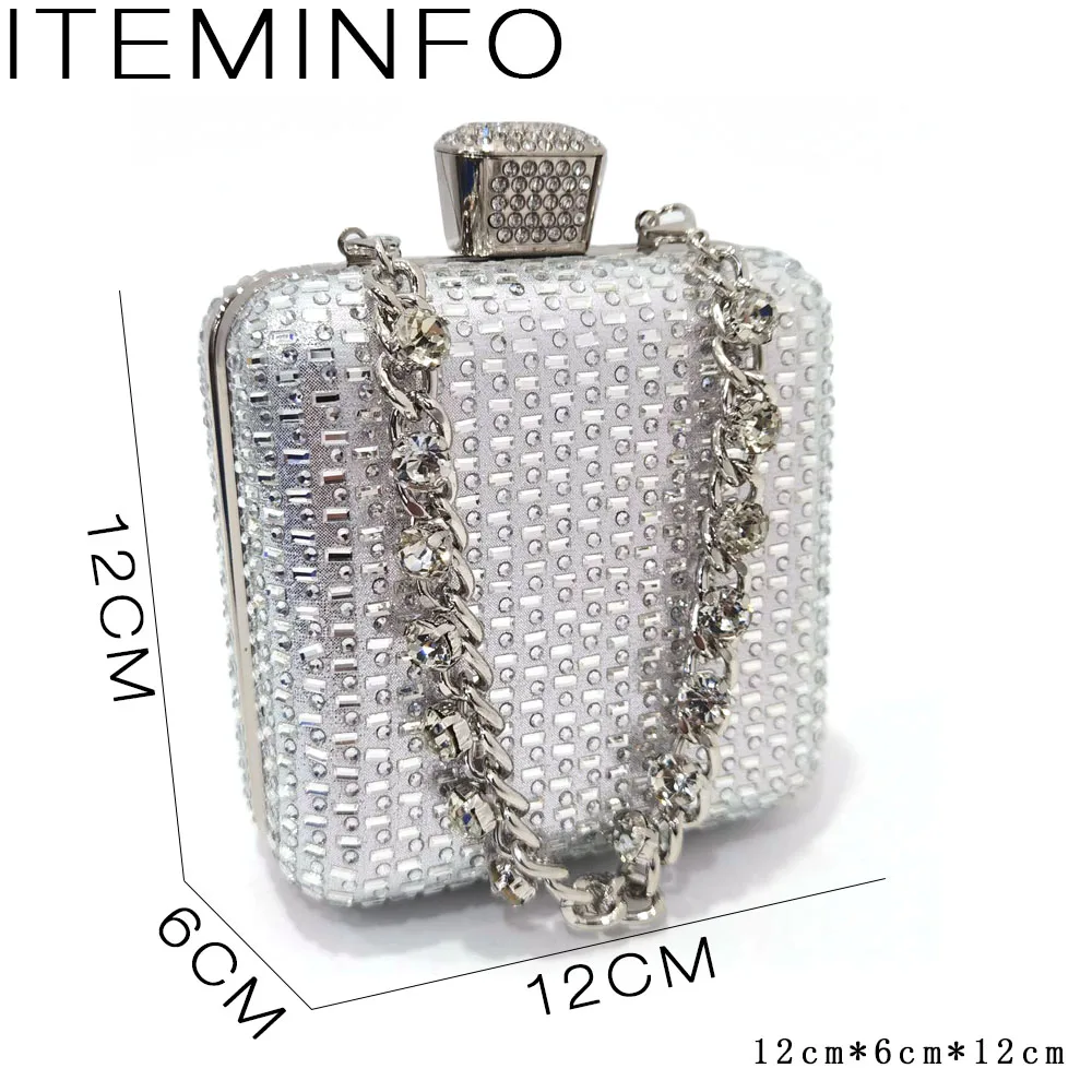 Venus Chan Latest Summer Women's Shoes Platform Heels Italian Design All Diamond Silver Evening Shoes and Bags Matching Set 2023