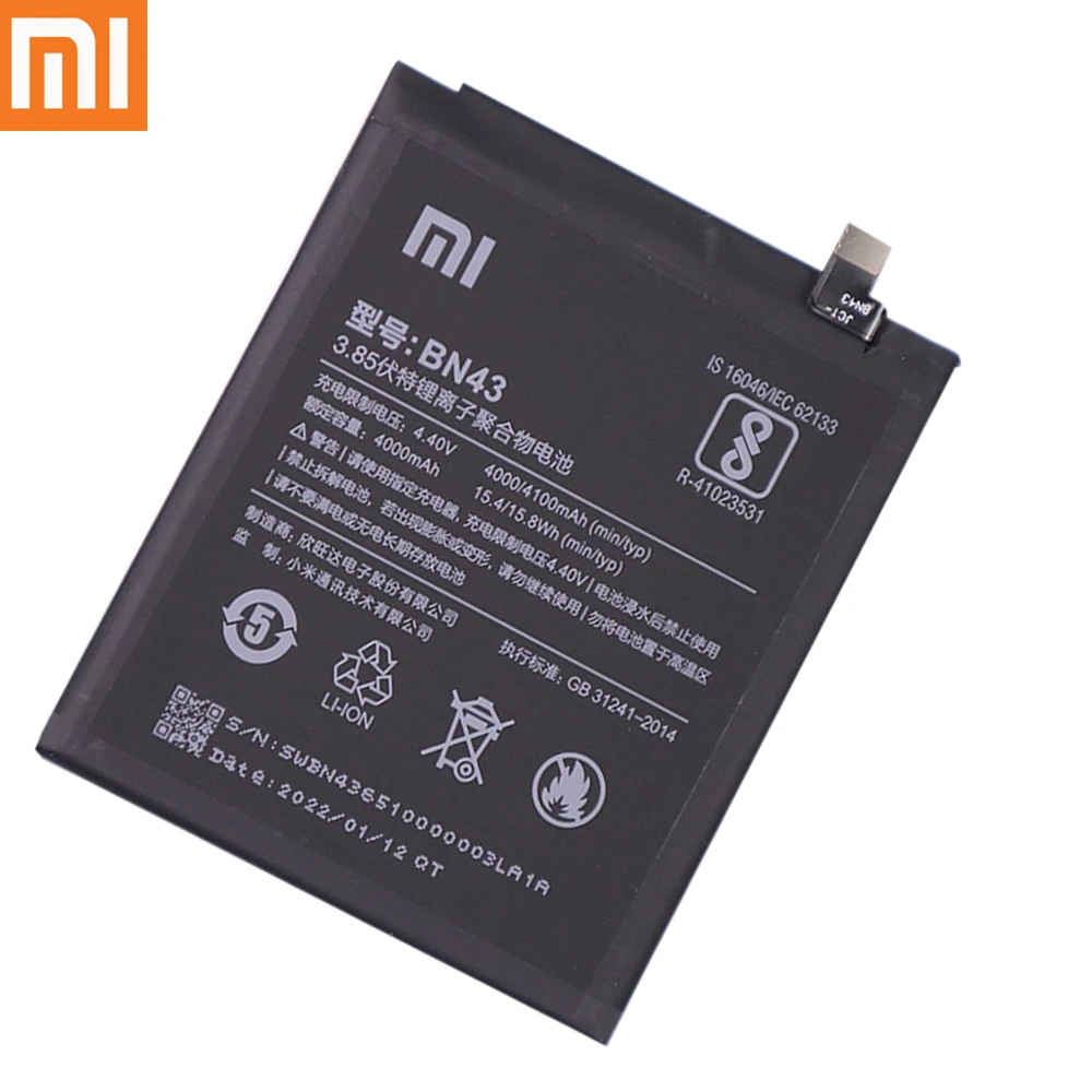 Новый оригинальный аккумулятор Xiaomi Redmi 5 6 Pro Max 2 3 Note 8 9s 9 Mi Lite Mi5 4C 5X 4X 4A MI9 5S Plus Mix |
