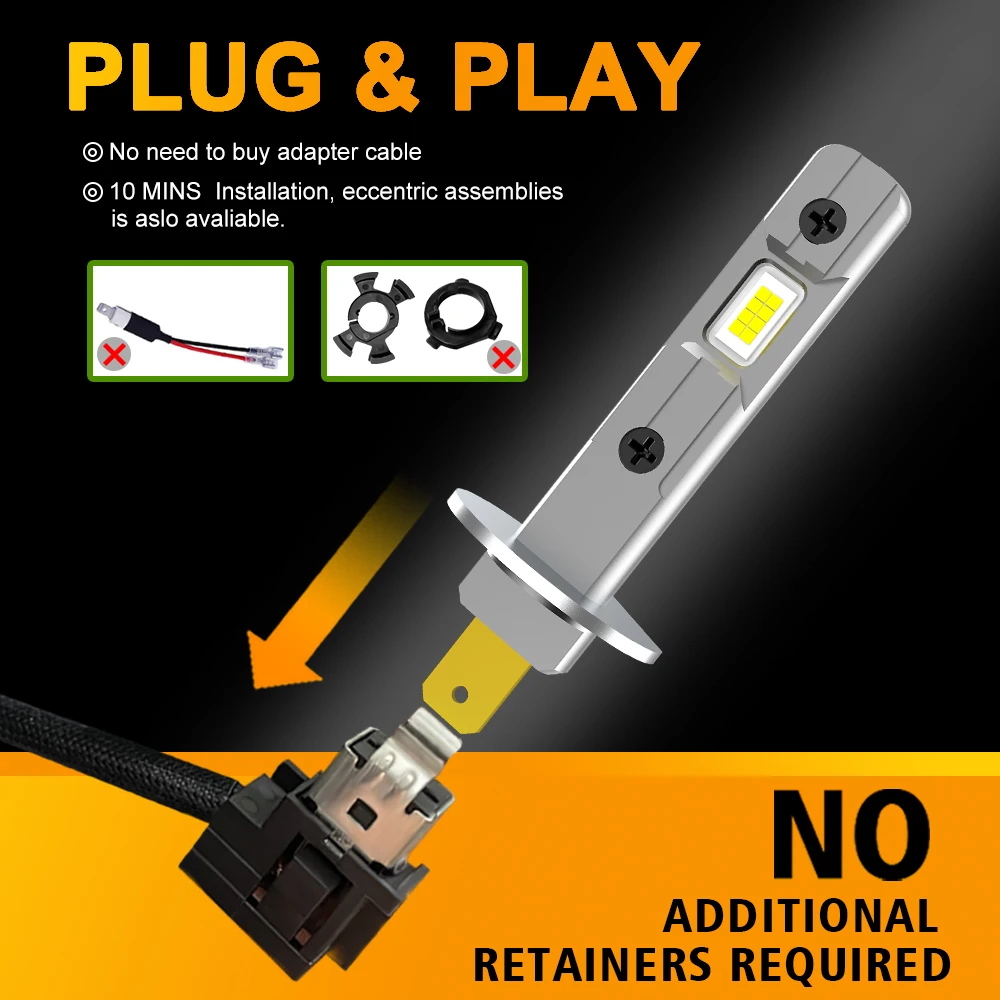 Mzgn 2 Шт. 6500 Лм H1 Автомобильные Лампы Для Фар Canbus Совместимые С K Белые Супер Яркие