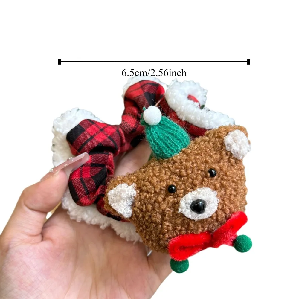 Милая мультяшная рождественская заколка для щенка клетчатая резинка волос