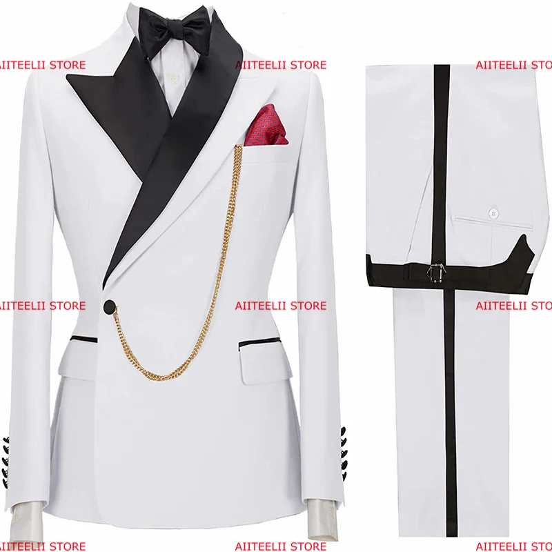 Men's Suit 2 Piece Groom Wedding Tuxedo Point Lapel Blazer Pant Suit Formal Party Jacket Homme Dress