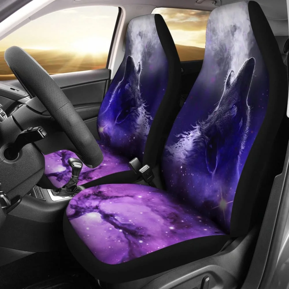 

Purple Wolf Car Seat Covers,Pack of 2 Universal Front Seat Protective Cover